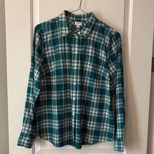 J. Crew Women’s Teal and White Flannel Shirt